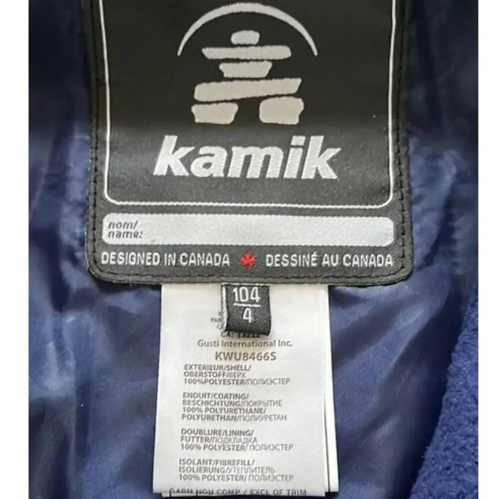 NWT Kamik Kids Snow Pants with Fleece Bib Snowsuit Size 4 - Picture 3 of 7